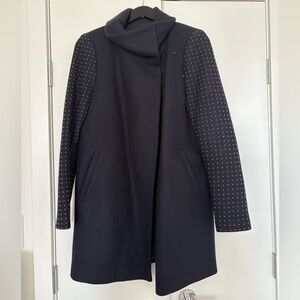 Zara Navy Pea Coat with studded sleeves